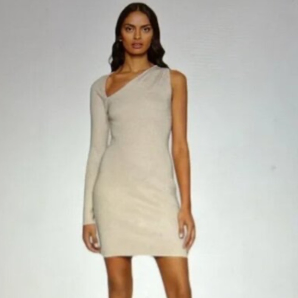 Abercrombie and Fitch Elegant One-Shoulder Cream Dress